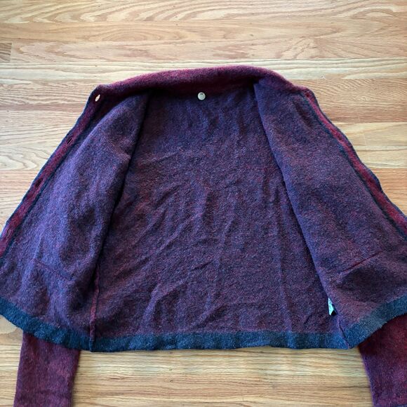 MARGARET O'LEARY Red Gray Comfort Sustainable Collared Sweater Womens Size Large - Picture 2 of 5